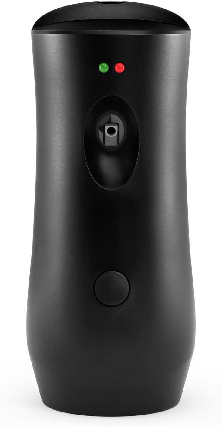 EnBath Automatic Air Freshener Spray Dispenser, Black Wall Mounted or Free Standing Battery Operated Sprayer for Home or Commercial Use, 3 Auto Time Settings for Scent Release for Room/Bathroom Freshness - Image 1